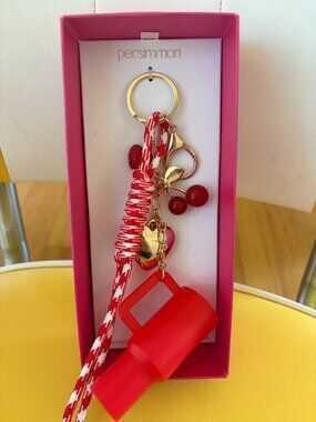 Persimmon Stanley Tumbler Cherry Heart Bag Charm